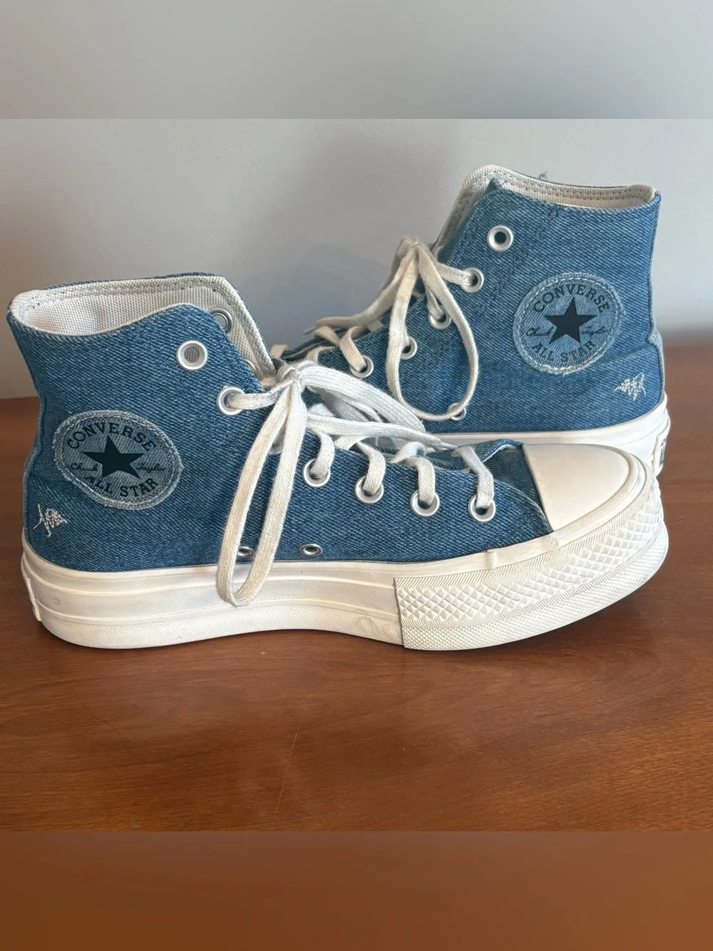 CONVERSE‎ Women's Chuck Taylor All Star Lift Denim Stars Ortholite Insole 6.5